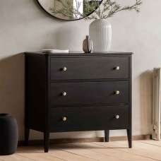 Bellville Wooden Chest Of 3 Drawers In Black - UK