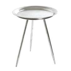 Bellvue Round Metal End Table In Silver - UK