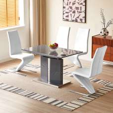 Belmonte Grey Extending Dining Table Small 4 Demi Z White Chairs - UK
