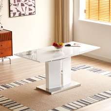 Belmonte High Gloss Extending Dining Table Small In White - UK