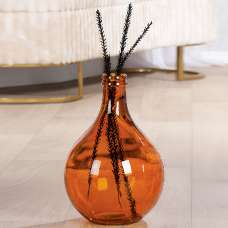 Belmora Glass Round Vase In Shiny Orange - UK