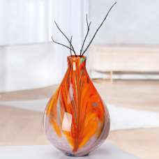 Belmora Large Glass Vase In Orange - UK
