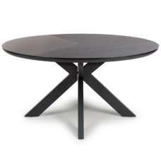 Beloit Large Wooden Round Dining Table In Black - UK