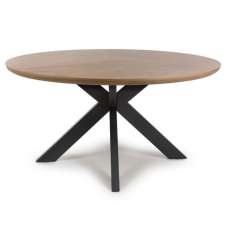 Beloit Large Wooden Round Dining Table In Rustic Oak - UK