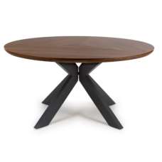 Beloit Large Wooden Round Dining Table In Smoked Oak - UK