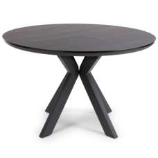 Beloit Medium Wooden Round Dining Table In Black - UK