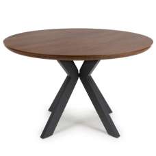 Beloit Medium Wooden Round Dining Table In Smoked Oak - UK
