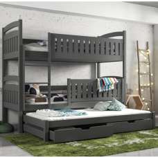 Beloit Wooden Bunk Bed And Trundle In Graphite - UK