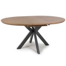 Beloit Wooden Round Extending Dining Table In Rustic Oak - UK