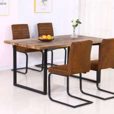 Belton Wooden Dining Table In Natural And Black - UK