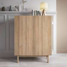 Belton Wooden Highboard With 2 Doors In Riviera Oak - UK