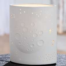 Belvaro Porcelain Moon Table Lamp in White - UK