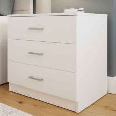 Belvian Wooden Bedside Cabinet with 3 Drawers in White - UK