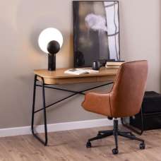 Belvidere Wooden Rectangular Laptop Desk With 2 Drawers In Oak - UK