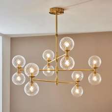 Bemidji 12 Lights Clear Glass Pendant Ceiling Light In Brass - UK