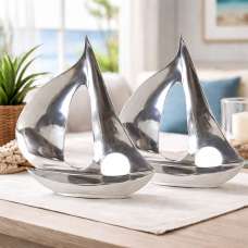 Bemidji Large Aluminium Set Of 2 Decorative Boat in Silver - UK