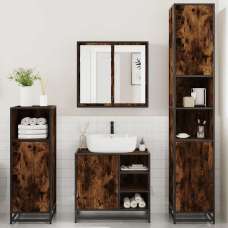 Bemidji Wooden 4 Piece Bathroom Furniture Set In Smoked Oak - UK