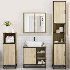 Bemidji Wooden 4 Piece Bathroom Furniture Set In Sonoma Oak - UK