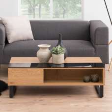 Bend Wooden Lift Up Coffee Table In Black And Oak - UK