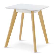 Benecia Wooden Square Lamp Table With Oak Legs In White - UK