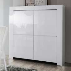 Benetti High Gloss Highboard With 4 Doors In White - UK