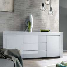 Benetti High Gloss Sideboard With 2 Doors 3 Drawers In White - UK