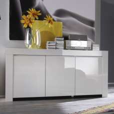 Benetti High Gloss Sideboard With 3 Doors In White - UK