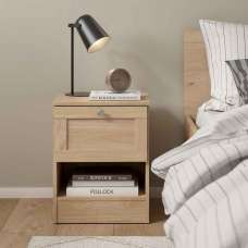 Bensalem Wooden Bedside Cabinet With 1 Drawer In Jackson Hickory - UK