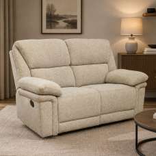 Bentley Fabric Manual Recliner 2 Seater Sofa in Natural - UK