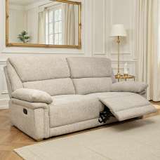 Bentley Fabric Manual Recliner 3 Seater Sofa in Natural - UK