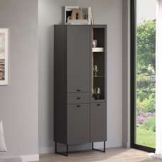 Benvia Wooden Display Cabinet with 3 Doors 1 Drawer in Anthracite and Evoke Oak - UK