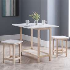 Basira Bar Set With 2 Stools In White Lacquer - UK