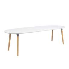 Bergen Wooden Dining Table Oval With Matt Oak Legs In White - UK