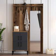 Bergen Wooden Hallway Furniture with 4 Anthracite Doors in Walnut - UK