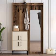 Bergen Wooden Hallway Furniture with 4 Cream Doors in Walnut - UK