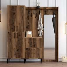 Bergen Wooden Hallway Furniture with Mirror in Walnut - UK