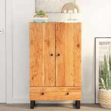 Beril Acacia Solid Wood Highboard With 2 Doors In Brown - UK