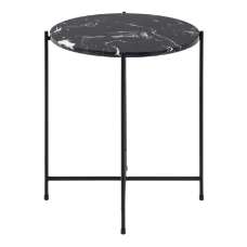 Berlin Marble Side Table Small With Metal Legs In Black - UK