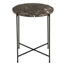 Berlin Marble Side Table Small With Metal Legs In Brown - UK