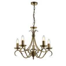 Bernice 5 Lights Ceiling Pendant Light In Antique Brass - UK