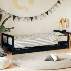 Berwyn 80x200cm Wooden Children Daybed In Black - UK