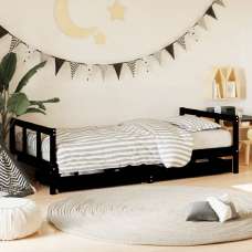 Berwyn 90x190cm Wooden Children Daybed In Black - UK
