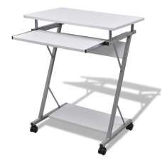 Berwyn Wooden Laptop Desk With 2 Shelves In White - UK