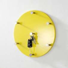 Berwyn Wooden Round Coat Rack Panel In Yellow And Chrome - UK