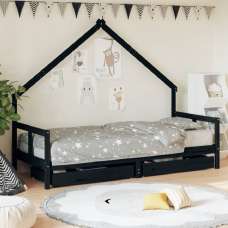 Bethel 80x200cm Wooden Children Daybed In Black - UK
