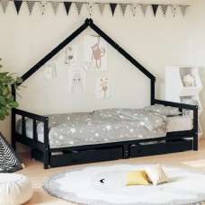 Bethel 90x200cm Wooden Children Daybed In Black - UK