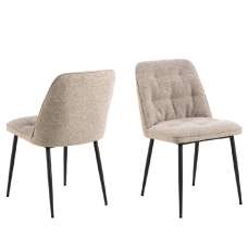 Bethel Beige Fabric Dining Chairs With Black Legs In Pair - UK