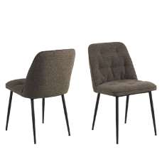 Bethel Taupe Fabric Dining Chairs With Black Legs In Pair - UK