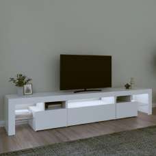 Bethel Wooden TV Stand In White With LED Lights - UK