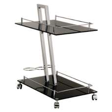 Bethesda Glass 2 Shelves Serving Trolley In Black - UK